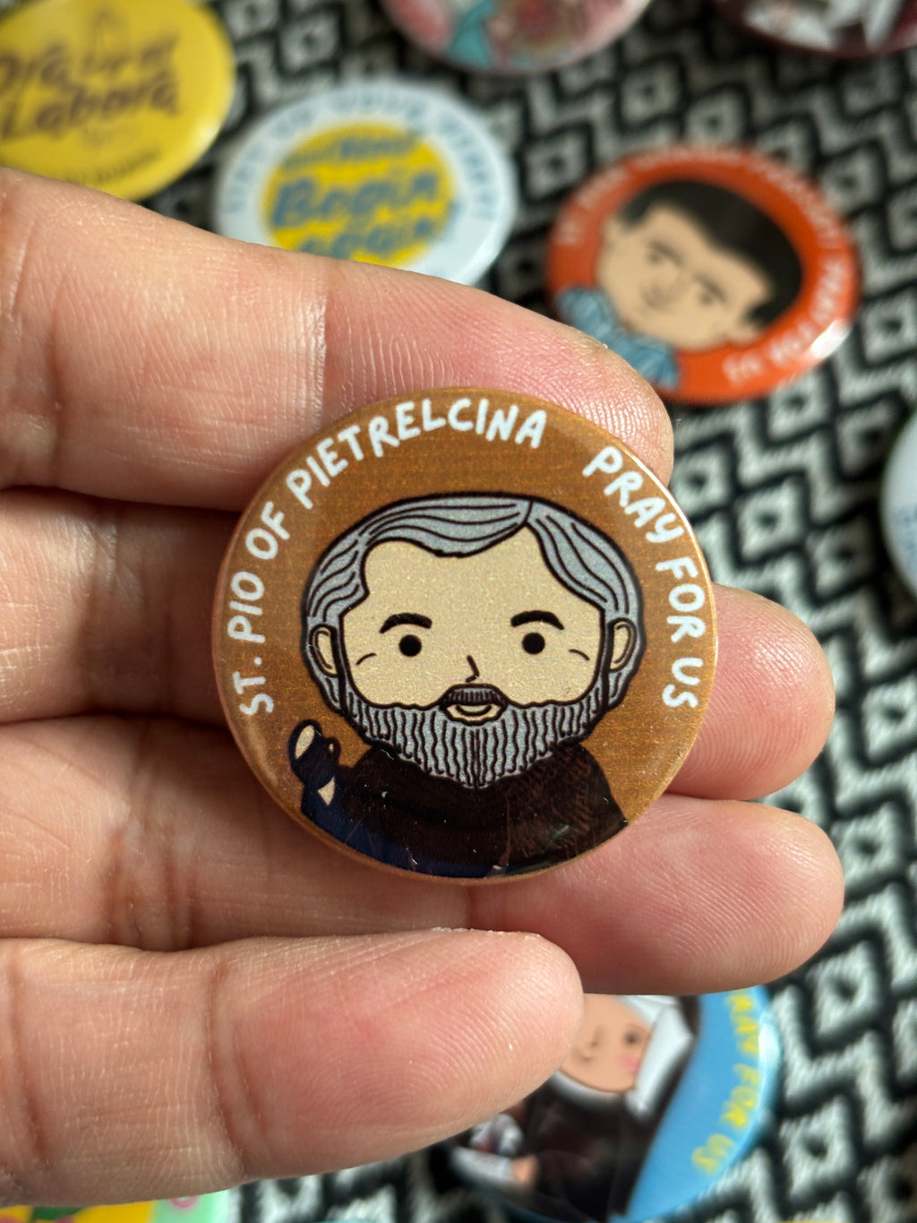 St Pio of Pietrelcina  Button Pins, 1 set (2 pcs)