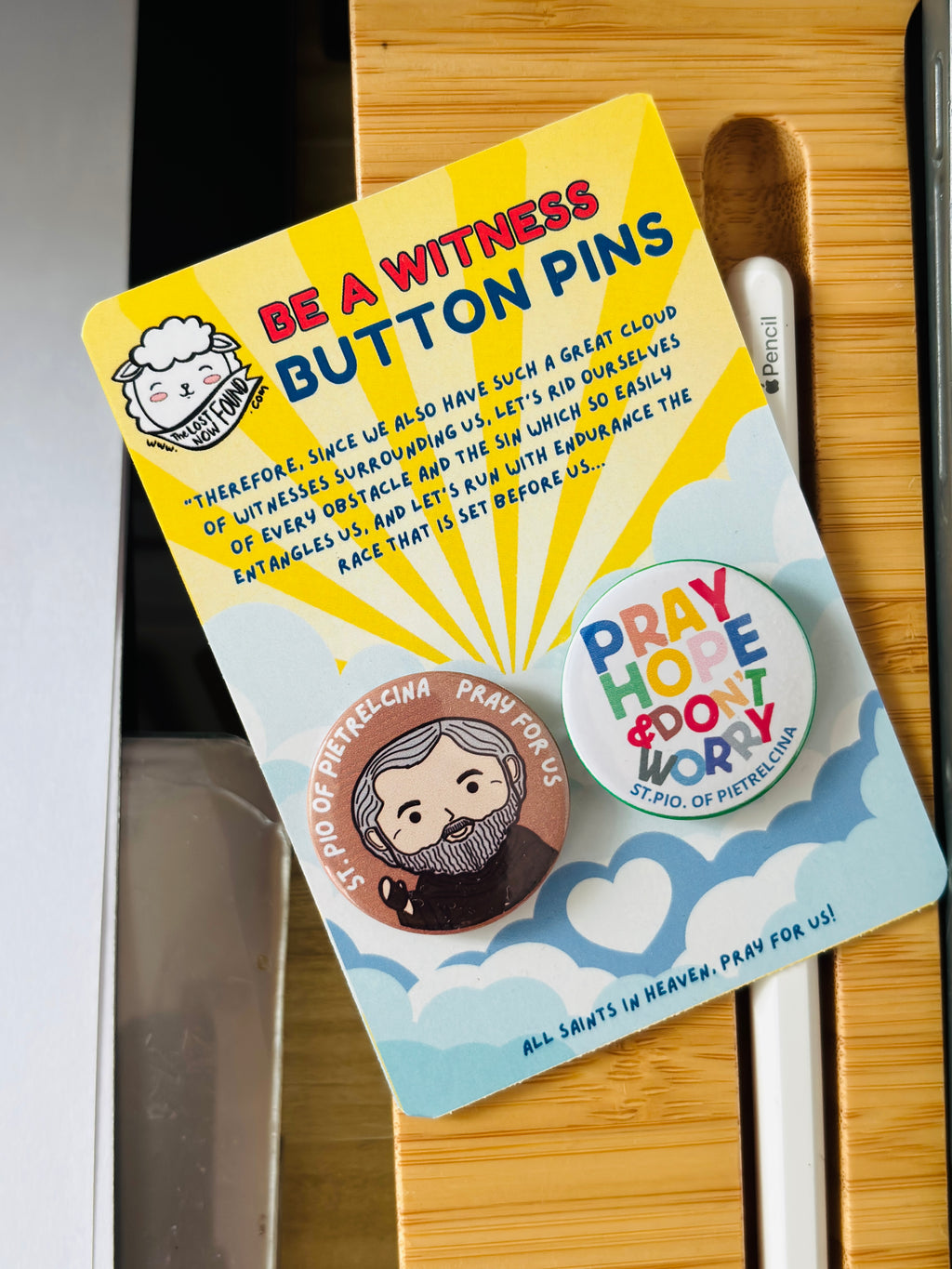 St Pio of Pietrelcina  Button Pins, 1 set (2 pcs)