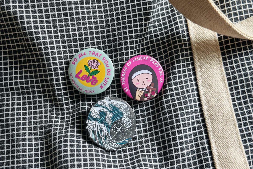 St. Therese of Lisieux Button Pins, 1 set (2 pcs)