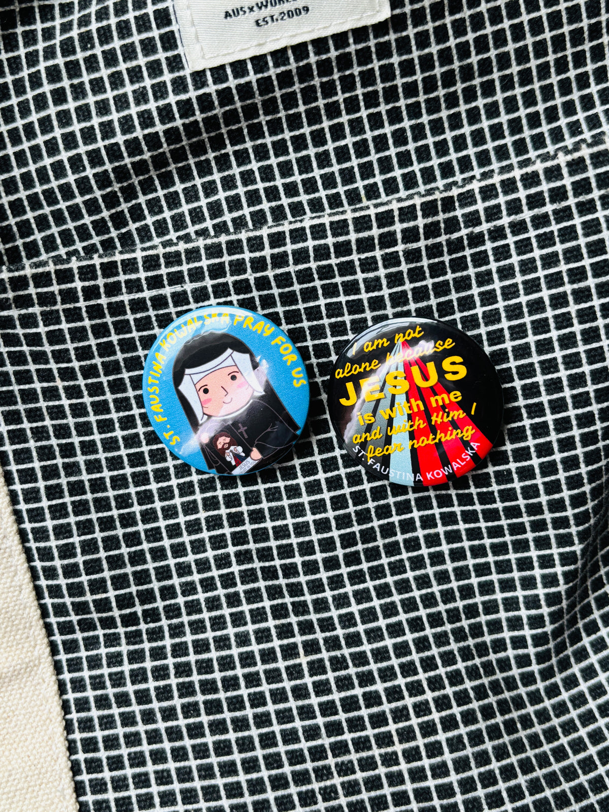 St. Faustina Kowalska Button Pins, 1 set (2 pcs)