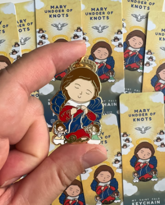 Mary Undoer of Knots keychain