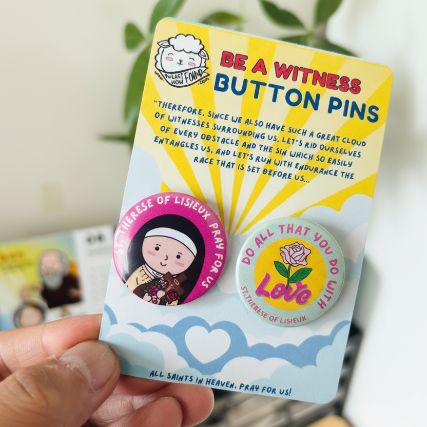 St. Therese of Lisieux Button Pins, 1 set (2 pcs)
