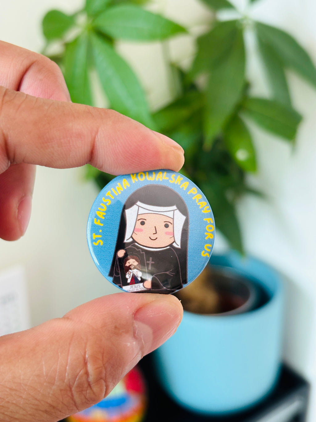 St. Faustina Kowalska Button Pins, 1 set (2 pcs)