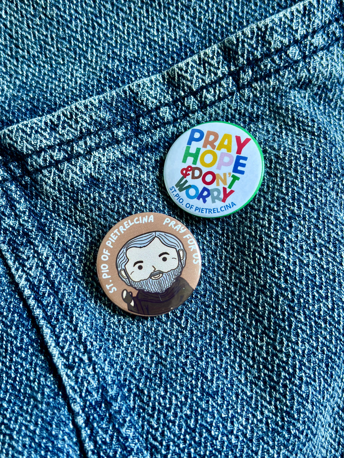 St Pio of Pietrelcina  Button Pins, 1 set (2 pcs)