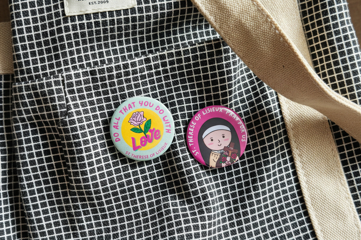 St. Therese of Lisieux Button Pins, 1 set (2 pcs)