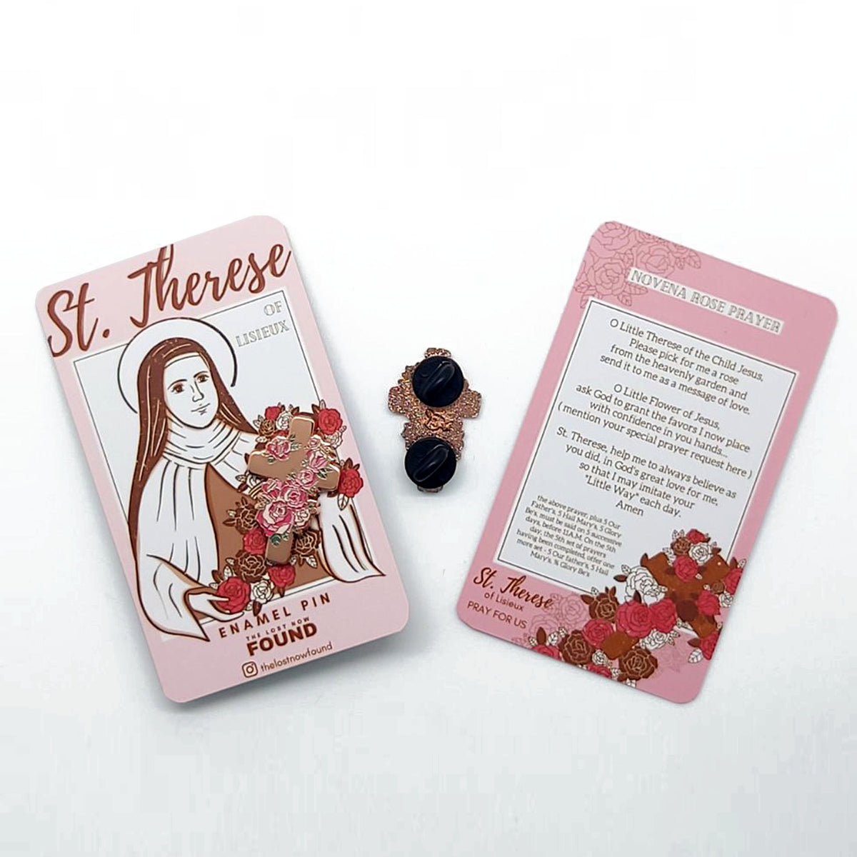 St. Therese of Lisieux Cross Enamel Pin