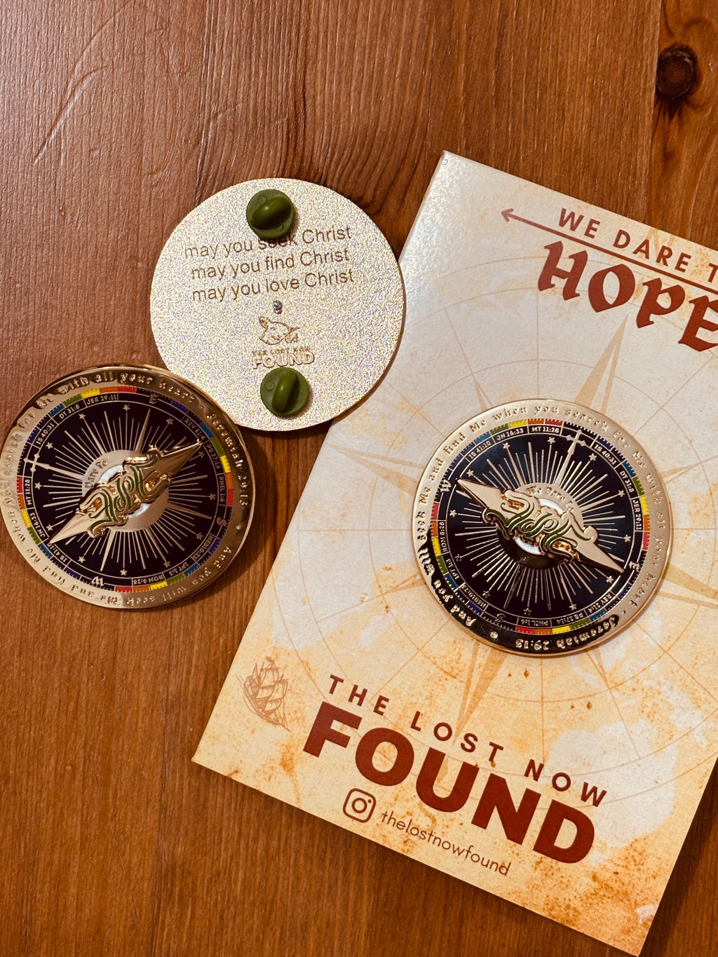 We Dare to Hope spinning compass pin