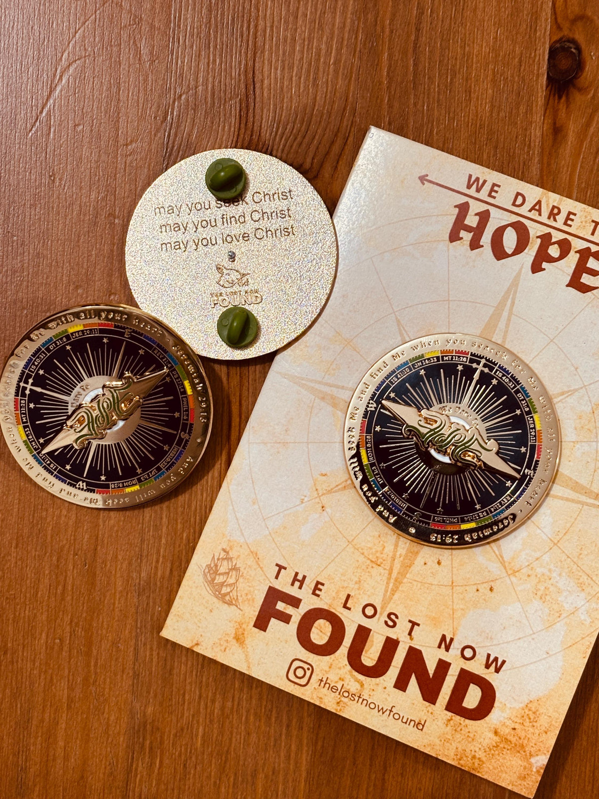 We Dare to Hope spinning compass pin