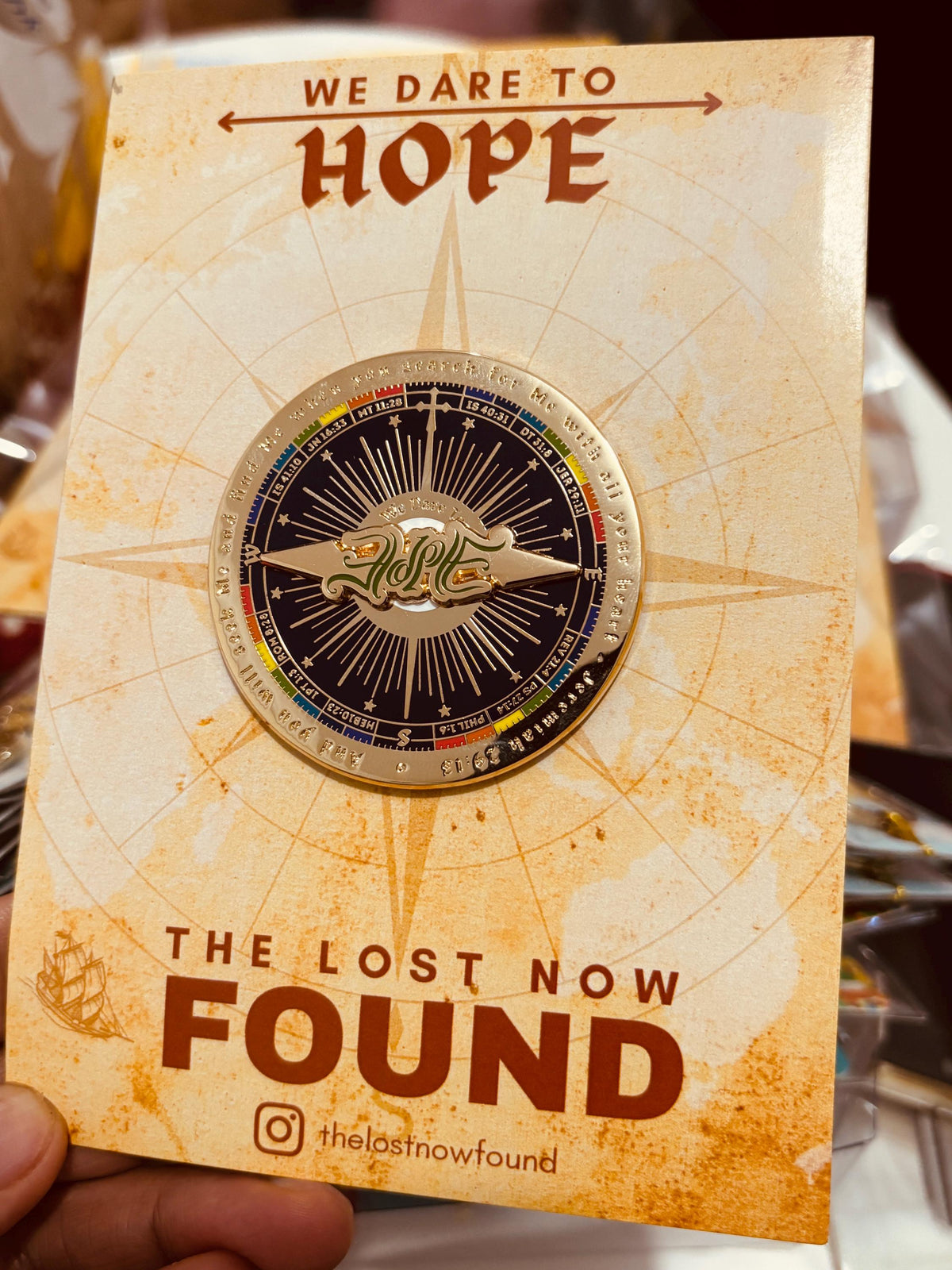 We Dare to Hope spinning compass pin